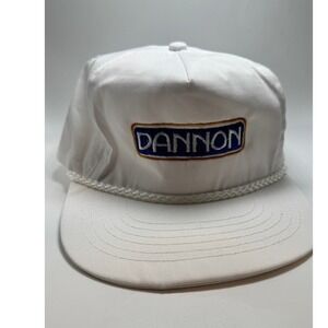 Vintage Dannon Yogurt Snapback Hat White Rope Trucker Capital Promo Deadstock